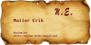 Maller Erik névjegykártya